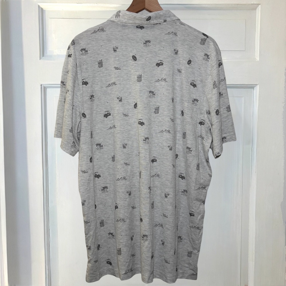 Travis Mathew Golf all over‎ Print Polo Gray  Mens XXL Pima Cotton Blend Shirt - Picture 5 of 8